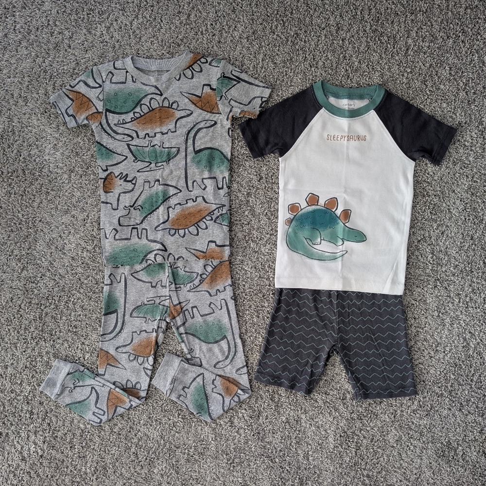 Toddler boys 4 piece dinosaur pajamas set